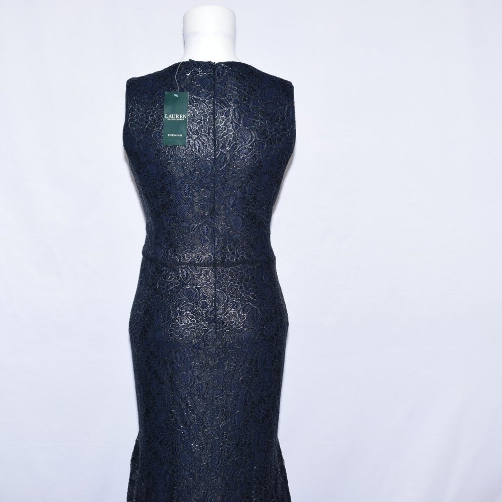 *NEW* Lauren Ralph Lauren Navy Ruffled Lace - Picture 4 of 8